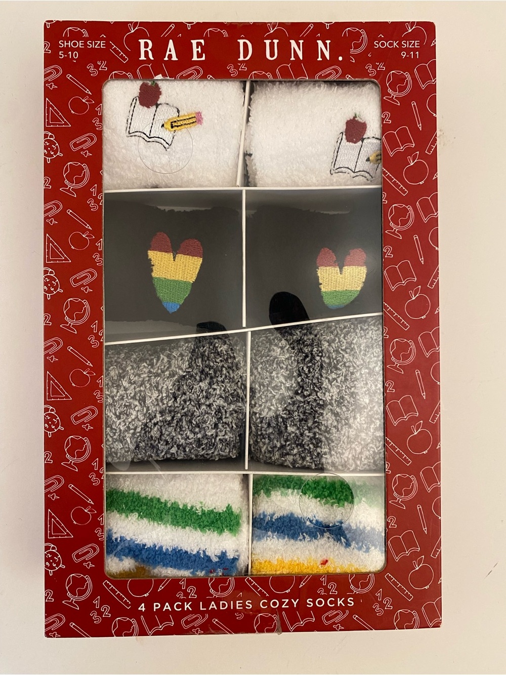 RAE DUNN Women’s 4-Pack Cozy Socks - White, Gray, Multicolor R$28